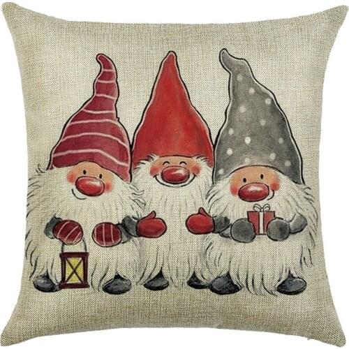 2021 New Cushion Cover Polyester Christmas Pillow Case Santa Cotton Linen Sofa Car Throw Cushion Cover Home Decor
