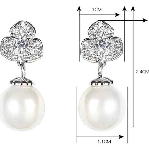 Korean version of the new earrings S925 silver needle ear decoration female fashion rose pearl earrings earrings earrings dangle