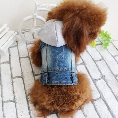 Pet Clothes Dog Jeans Jacket Cool Blue Denim Coat Small Medium Dogs Lapel Vests Classic Hoodies Puppy Washed Clothes 10E