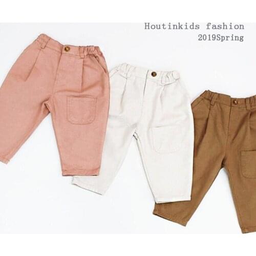 2020 fall hot style boys and girls neutral and comfortable solid color personality big crotch casual trousers