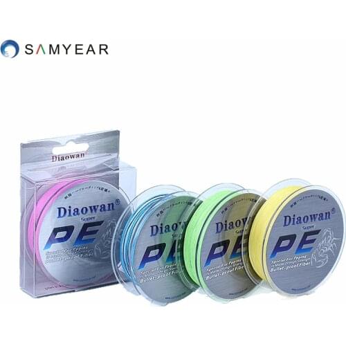 Free shipping DIAOWAN 100% PE Fishing Line 4 Strands 100M 6/8/10/20/30/40/50/60/70/80LB multifilament braided fishing Line