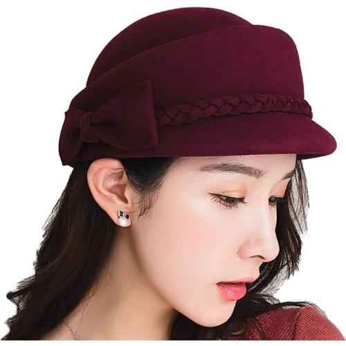 RUHAO 100% wool Vintage Warm Wool Winter Women Beret French Artist Beanie Hat Cap For Sweet Girl Gift spring and autumn hats