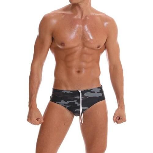 SD116 Sexy Mens Swimwear Sunga Man Swimsuits Camouflage Swimming Wear Beach Board Swim Shorts Briefs Bathing Suit Plus Size XXL