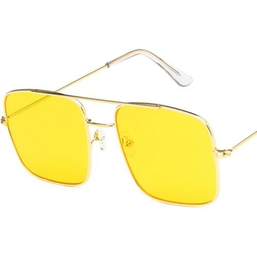 2019 Retro Square oversized sunglasses Men Women pink Lens Sun Glasses Fashion Vintage yellow Luxury Mirror color sunglasses