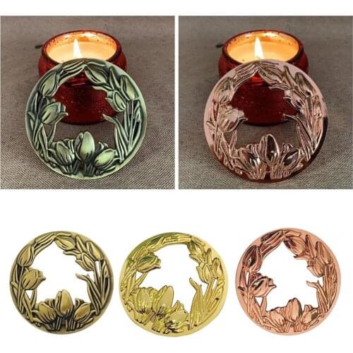 Jar Candle Toppers Accessories Sleeves Lid Flower Style rose golden Alloy Candle Cover Candle lid Jar Candle Topper Accessories