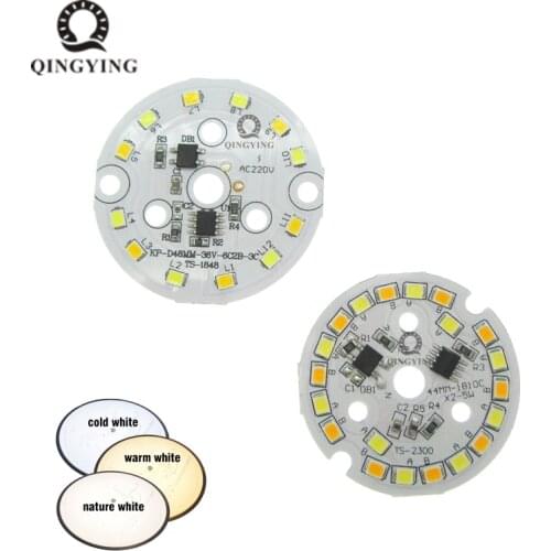 1pcs AC 220v LED 5W 7W Lamp Plate White / Warm White Two Color in one PCB 2835 SMD LED PCB Integrated IC Driver For LED Bulb