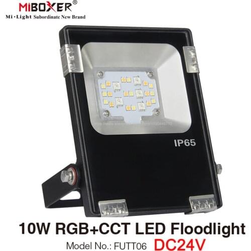 MiLight 10W RGB+CCT LED Floodlight IP65 Waterproof Outdoor LED Lighting FUTT06 DC24V WiFi Compatible 2.4G Wireless Remote