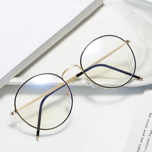 Vintage Retro Round Metal Spectacles Frame Women Men Anti Blue Light Ray Blocking Eye Glasses Frames Clear Lens Eyewear