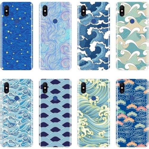 Back Cover For Xiaomi Mi Note Mix 1 2 2S 3 Silicone Soft Art Wave Aesthetic Blue Sea Phone Case For Xiaomi Mi Max 1 2 3 Case