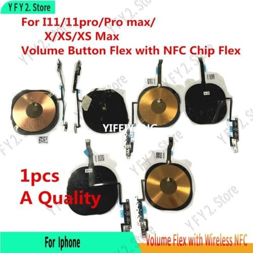 1pcs Original Wireless Charging Chip Coil For iPhone 11 Pro Max X XS MAX Volume Button Flex with Wireless NFC Chip Flex