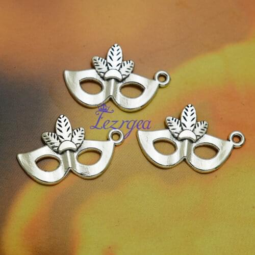 20pcs/lot--15x24mm, Antique silver plated mask Charms ,DIY supplies, Jewelry accessories