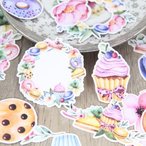 26pcs Beautiful Watercolor Sweet Cake Macaron Decorative Sticker Pack Sweets Donut Dessert Scrapbooking Stickers