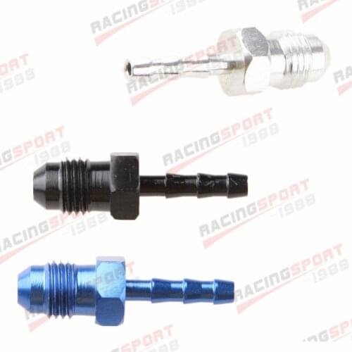 4AN AN-4 AN4 To 8mm Hose Barb Straight Fitting Fuel Line SILVER/BLACK/BLUE