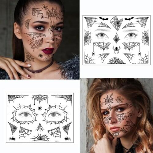 5pcs tattoo stickers makeup temporary sticker face Halloween Decor Decoration Spider web face tattoo waterproof dark wind wacky