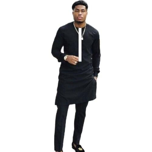 African clothes Man Shirts With Pants Fashion Patchwork Tops+Trousers Custom Order Mens Outfits African Pant Set For Party