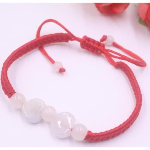 Real Natural Jade Jadeite Bracelet White Loving Heart For Women And Men Baby Weave Lucky Bracelet 6.3''L