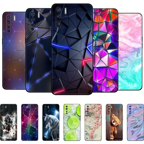 For OPPO A91 Case Phone Back Cover For OPPO A 91 Capas OPPOA91 Bumper 6.4" CPH2001 CPH2021 Funda Bag Silicon Soft black tpu case