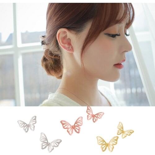 Colusiwei 3 Color Butterfly Stud Earrings for Women Solid 925 Sterling Silver Fashion Insect Ear Stud Anti-allergy Gifts Jewelry