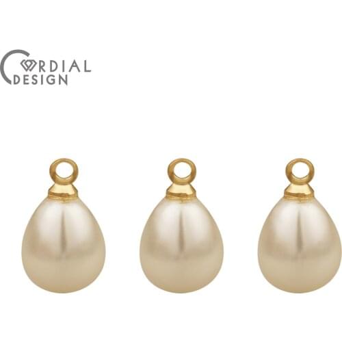 Cordial Design 100Pcs 8*13MM Jewelry Accessories/Charms/Imitation Pearl/Genuine Gold Plating/Hand Made/Earrings Findings/Pendant