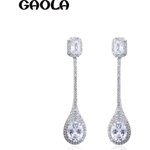GAOLA High AAA Cubic Zircon Bridal Jewelry Wedding Gift Water Drop Dangle Earrings Sexy Women Luxury Jewelry GLE5969