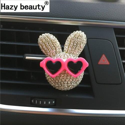 Hazy beauty Rabbit Vehicle Outlet Dr. Diamond Crystal Perfume Rabbit Vehicle Air Conditioning Perfume Clip Ornaments Car-styling