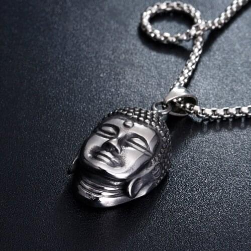 Hiphop/Rock 316L Stainless Steel Buddha Pendant Necklace Mens Holiday Gift Box chain Necklace Jewelry