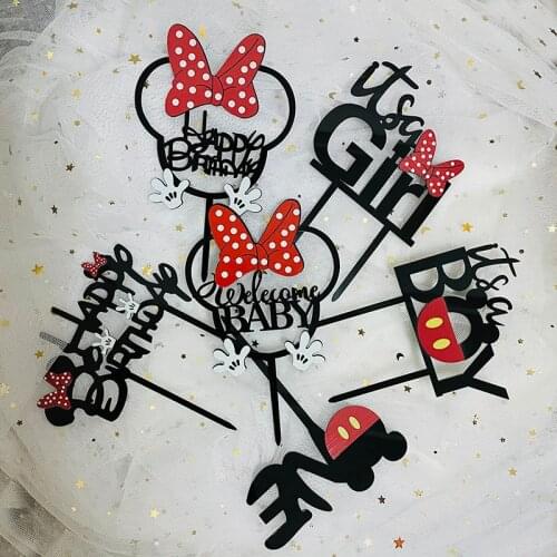 New Acrylic Gender Secret Cake Toppers Cute Animal Baby One Year Old Baking Cake Topper for Kids Birthday Party Cake Decorations