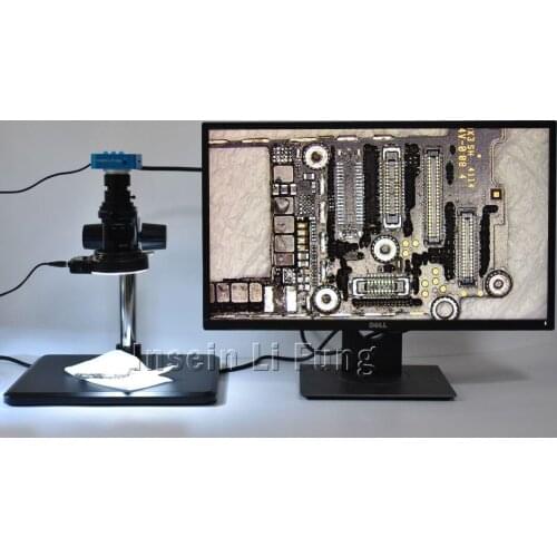 20MP HDMI USB Video Microscope Camera+10X-200X Adjustable Zoom C-mount Lens Working Distance 100mm-200mm+144 LED Light+Workbench