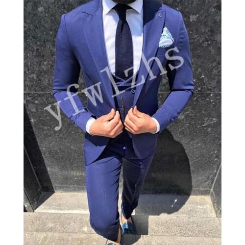 Handsome Groomsmen Peak Lapel Groom Tuxedos Mens Wedding Dress Man Jacket Blazer Prom Dinner (Jacket+Pants+Tie+Vest) A116