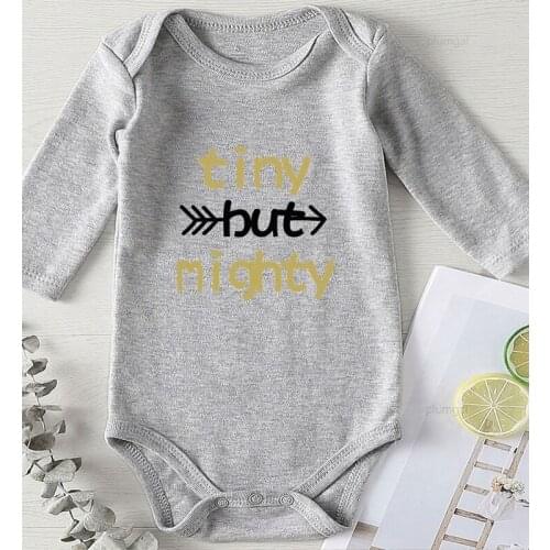 Printing Tiny But Mighty Infant Boy Clothing Kids Outfits Newborn Jumpsuits Baby Girl Romper Summer Toddler Winter Rompers