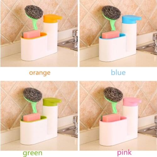 Kitchen Accessories Gadget Bathroom Liquid Soap Dispenser Bottle Storage Box Tank Cleaning Sponge Brush Holder Rack Kitchen tool