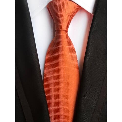 8cm Men Designer Grids Neck Tie Orange Color Fashion Checkers Ties Cravat