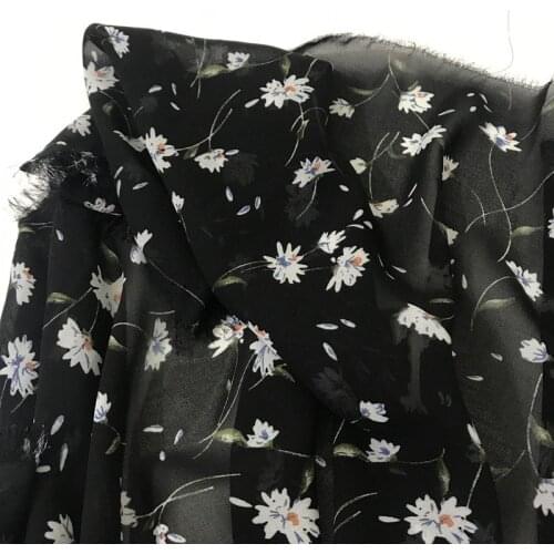 One meter High quality pearl yarn Chiffon tissu Chrysanthemum printing fabric High grade robe dress cheongsam shirt material