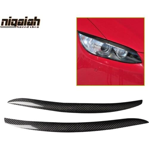 2pcs Carbon Fiber Front Fog Light Lamp Eyebrow Eyelid Cover Trim For BMW 3 Series M3 E90 2008 2009 2010 2011