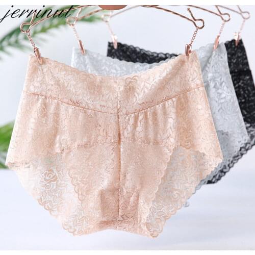 Jerrinut Sexy Lace Panties For Women Underwear Lingerie Transparent Panties Seamless Briefs Mid Waist Cotton Crotch Panty