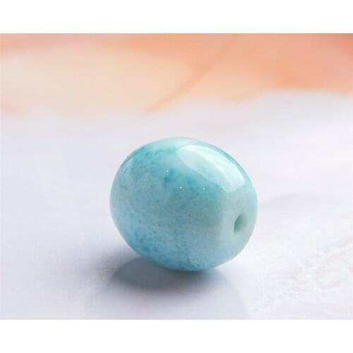 Blue Natural Genuine Larimar Gems Barrel Shape Crystal Pendant For Jewelry Making Women Female 15*14mm