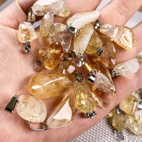 5Pcs Natural Stone Yellow Quartz Crystal Pendants Irregular Citrines Charms Pendant For DIY Necklace Jewelry Making Gifts
