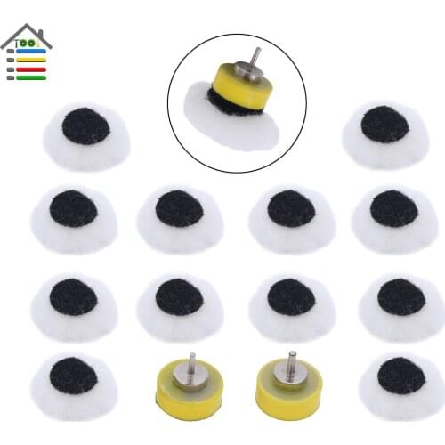 12pc 1" 25mm Wool Felt Polishing Disc with 2.3 3mm Hook and Loop Backing Pad Grinding Accessories For Dremel Woodworking Tools