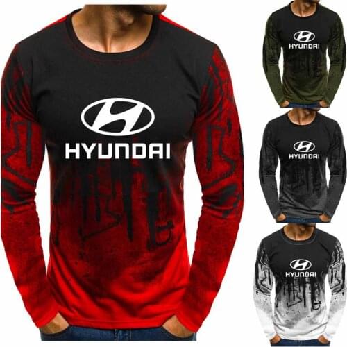 Gradient O neck pullover Sweatshirts Hyundai Motors Car Logo Printed Casual Cotton Men Hoodies Hip Hop Harajuku Men Clothing