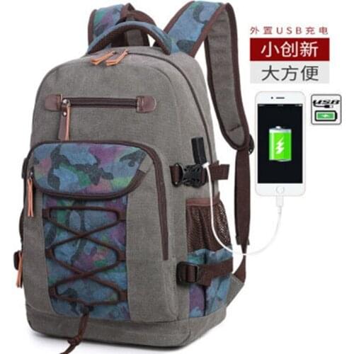 Usb new retro female casual backpack wash canvas male travel backpack computer bag laptop large capacity mens backpack
