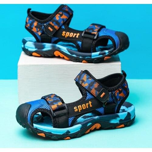 2021 Summer Childrens Sandals Fashion Camouflage Boys Baotou Anti-kick Shoes Childrens Beach Shoes Non-slip