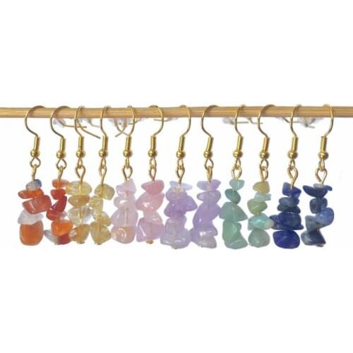 Gemstone Dangle Earrings | Healing Stone Earrings, Dainty Crystal Earrings, Minimalist Drop Earrings, Raw Crystal Jewelry, Chip