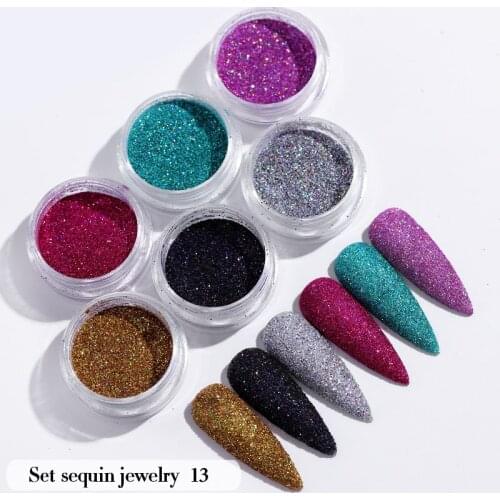 6 Colors Shining Sugar Sandy Nail Powder Dust Luxury Sparkles Pigment Laser Glitter For UV Gel Polish Decorations