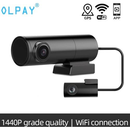 OLPAY Mini WiFI Car Dash Cam front Cam 1440P Car Dvr Dual Cameras GPS Tracker Night Vision Recorder Rotatable Lens wifi dash cam