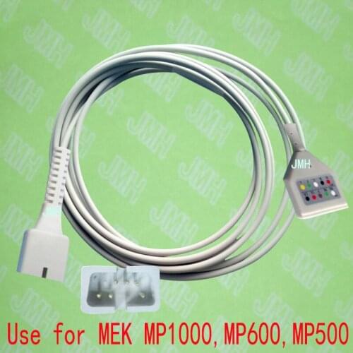 Compatible with DB9 6pin MEK MP1000,MP600 and MP500 ECG Machine the 5 lead DIN trunk cable, IEC and AHA