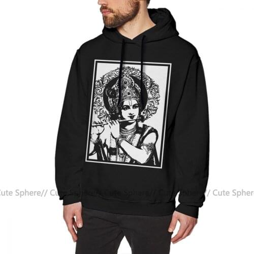 Krishna Hoodie LORD KRISHNA Hoodies Grey Fashion Pullover Hoodie Winter Male Large Long Length Cotton Outdoor Hoodies