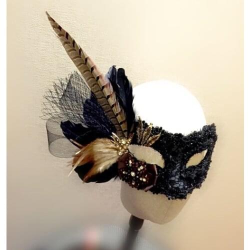 Vintage Stereo Lace Masquerade Masks Feather Net Lace Halloween Venetian Party Mask Cosplay Mask Handmade