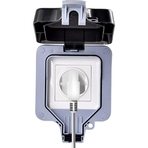 External Outdoor IP66 1 Slot Wall Socket Dustproof Surface-Mounted Protective Contact Weatherproof Adapter with Cover