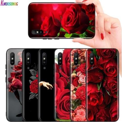 Bright Black Cover Beautiful Red Roses for Huawei P Smart Z S Plus 2020 2019 Nova 5T 5i 5 4e 4 3i 3e 3 2i Phone Case