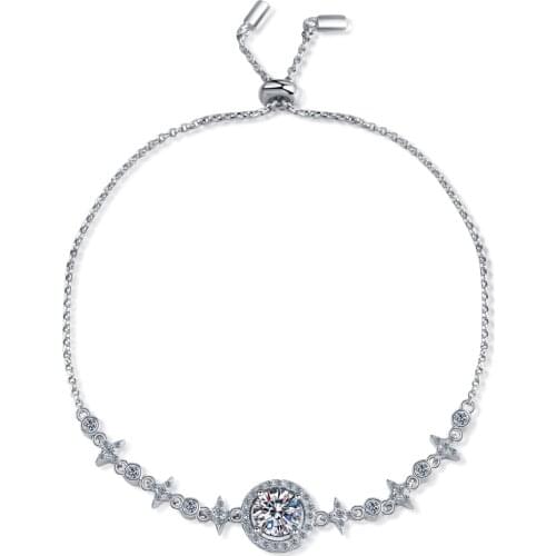Passed Diamond Test Excellent Moissanite Star Bracelet 925 Sterling Silver Perfect Cut 1ct Gem Bracelet for Women Jewelry